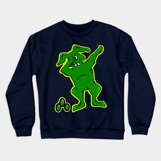 Green Easter Bunny Dabbing Crewneck Sweatshirt by mailboxdisco